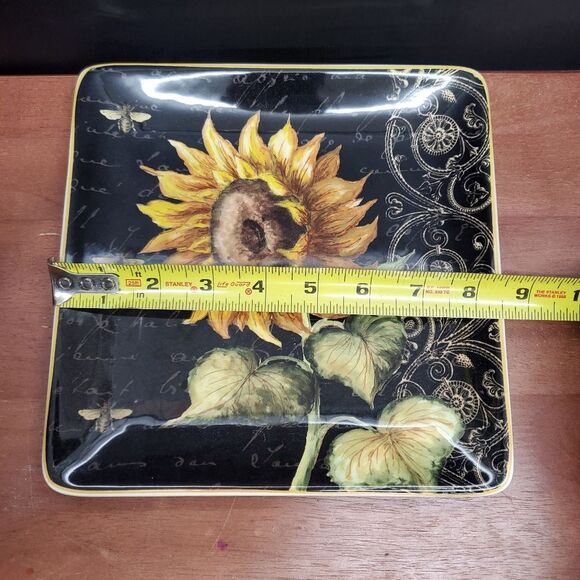 French Sunflowers Square Salad Plates Certified International - Picture 4 of 6